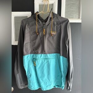 L.L. Bean Charcoal and Aqua Windbreaker